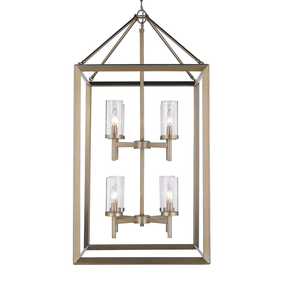 8 Light Pendant (White Gold & Clear Glass)